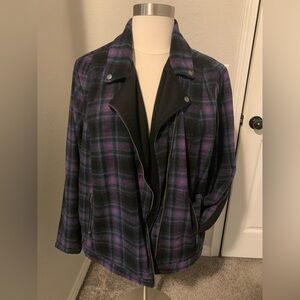 O-16 Torrid Checkered Bomber Jacket - Purple and Black